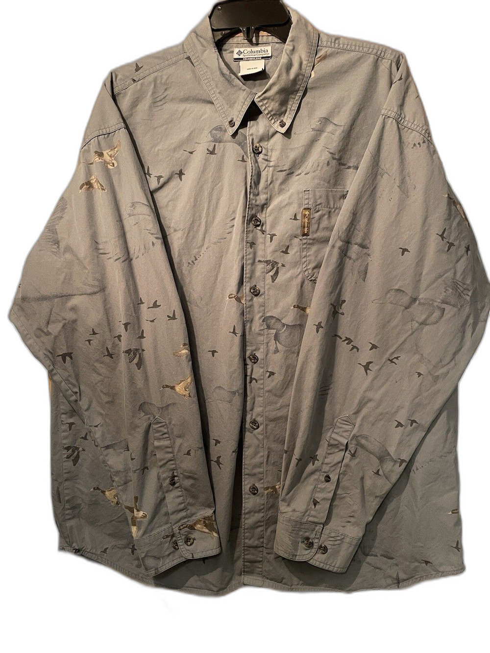 Columbia Shirt Men’s Size L Duck Print LS Cotton